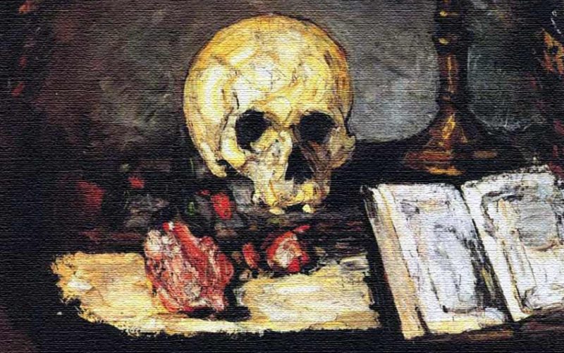 allen-cezanne-still-life-with-skull-candle-and-book-1866